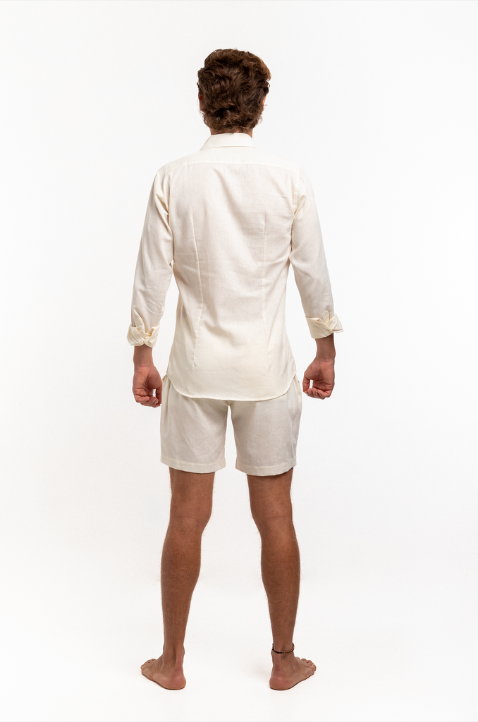 Romero McPaul - , Romero + McPaul, Bondi Ivory Linen Shorts