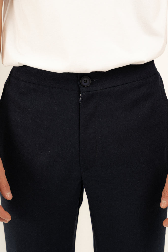 Romero McPaul - , Romero + McPaul, Milos Navy Linen Trousers