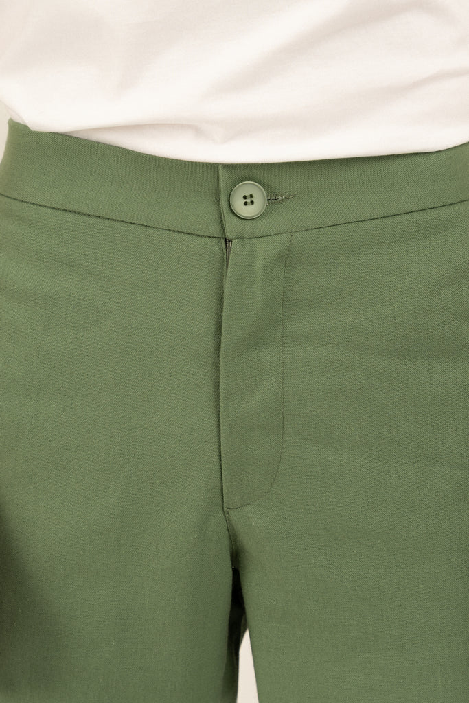 Romero McPaul - , Romero + McPaul, Bondi Green Linen Shorts