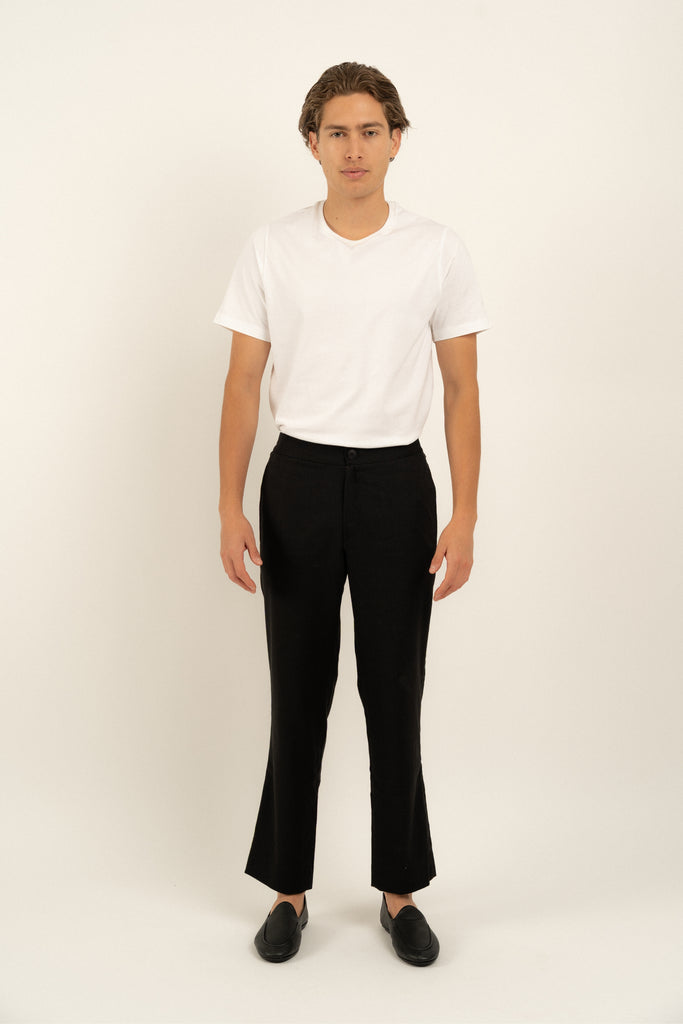Romero McPaul - , Romero + McPaul, Milos Black Linen Trousers