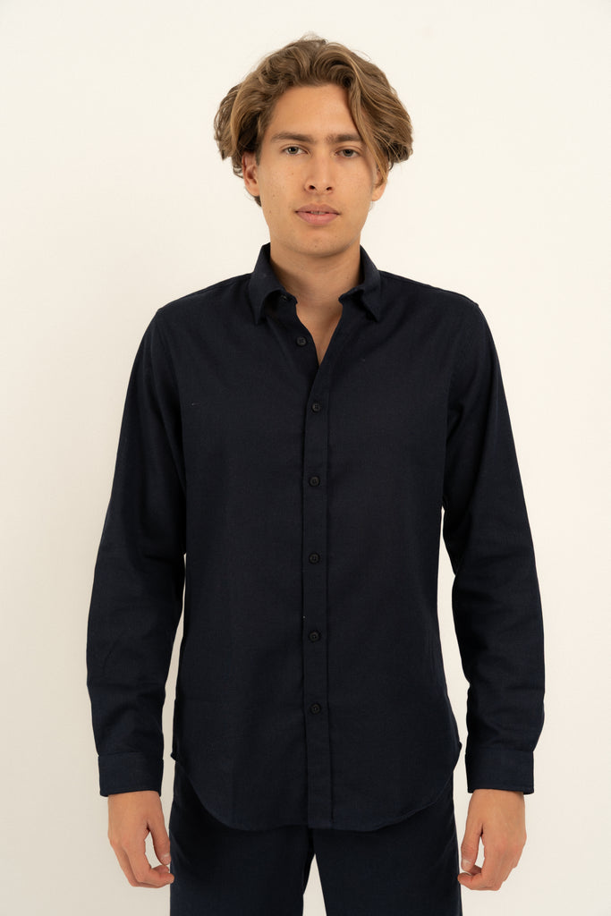 Romero McPaul - , Romero + McPaul, Cannes Navy Linen Shirt'25