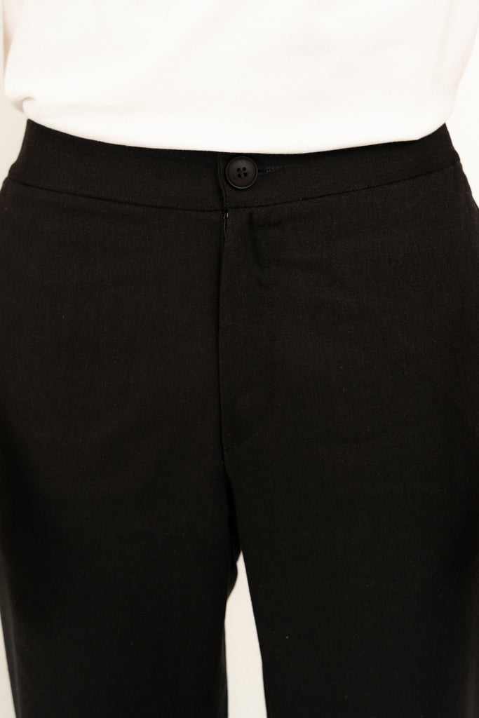 Romero McPaul - , Romero + McPaul, Milos Black Linen Trousers