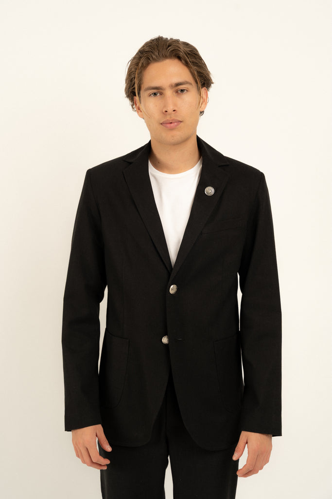 Romero McPaul - , Romero & McPaul, Newport Black Linen Blazer