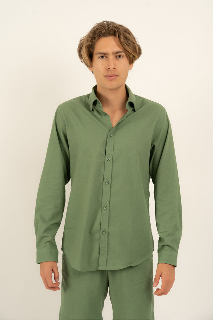 Romero McPaul - , Romero + McPaul, Cannes Green Linen Shirt'25