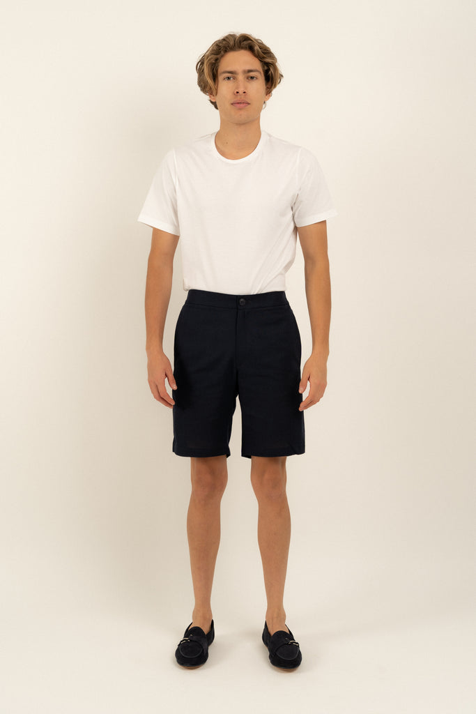 Romero McPaul - , Romero + McPaul, Bondi Navy Linen Shorts