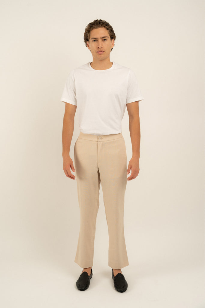Romero McPaul - , Romero + McPaul, Milos Beige Linen Trousers