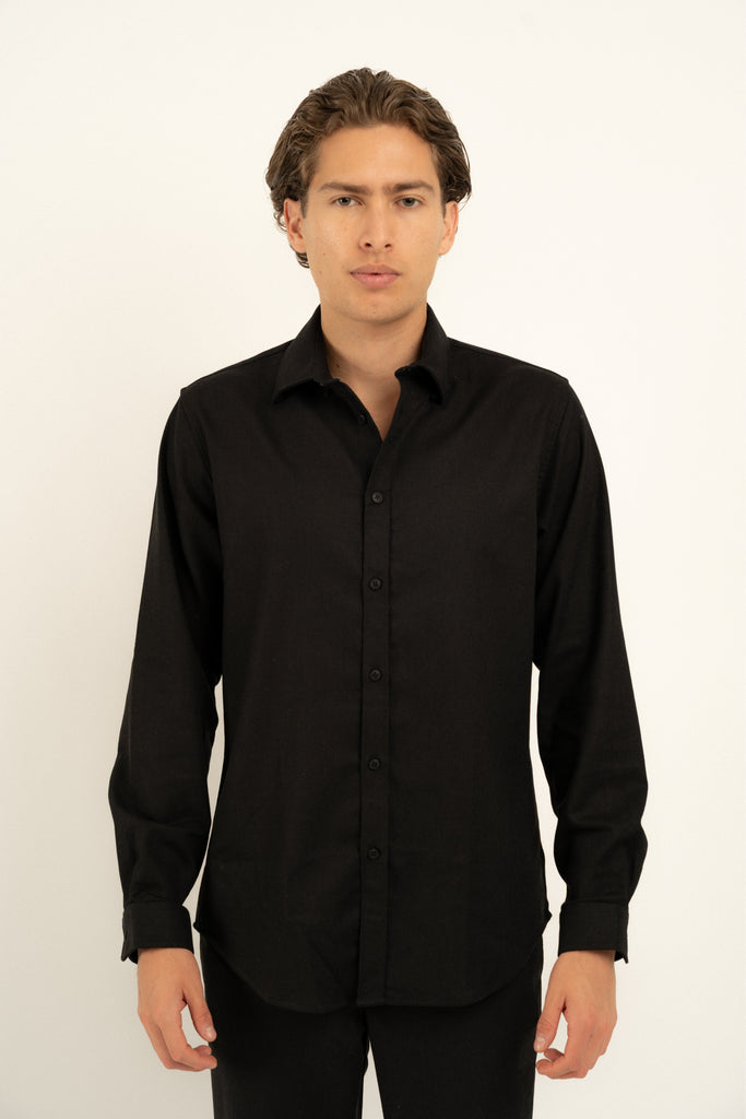 Romero McPaul - , Romero + McPaul, Cannes Black Linen Shirt'25