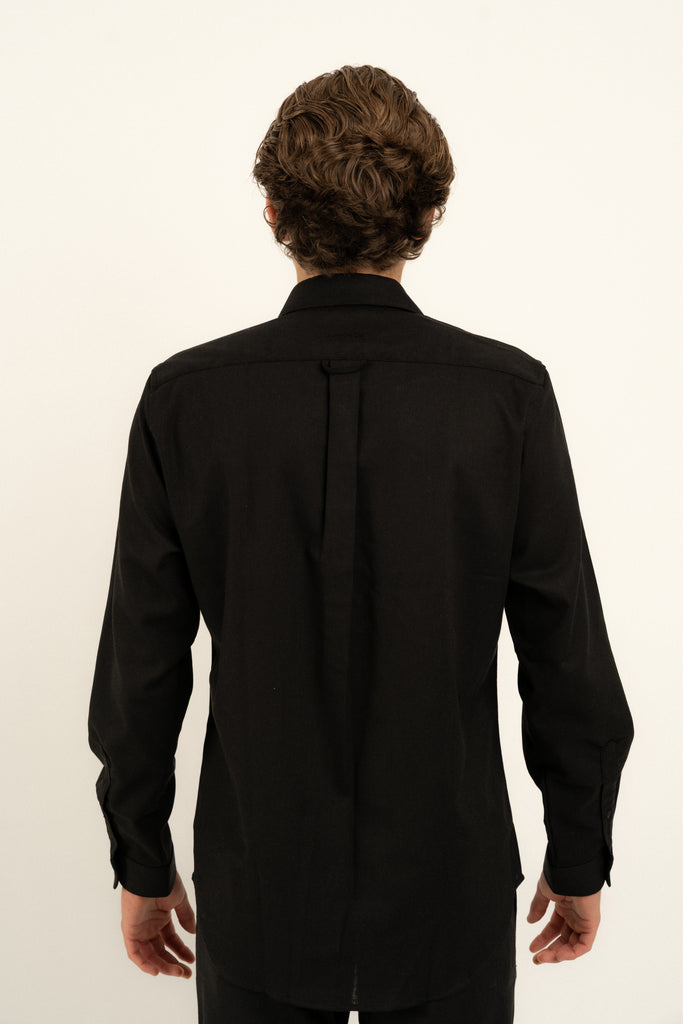 Romero McPaul - , Romero + McPaul, Cannes Black Linen Shirt'25