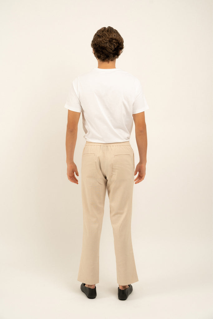 Romero McPaul - , Romero + McPaul, Milos Beige Linen Trousers