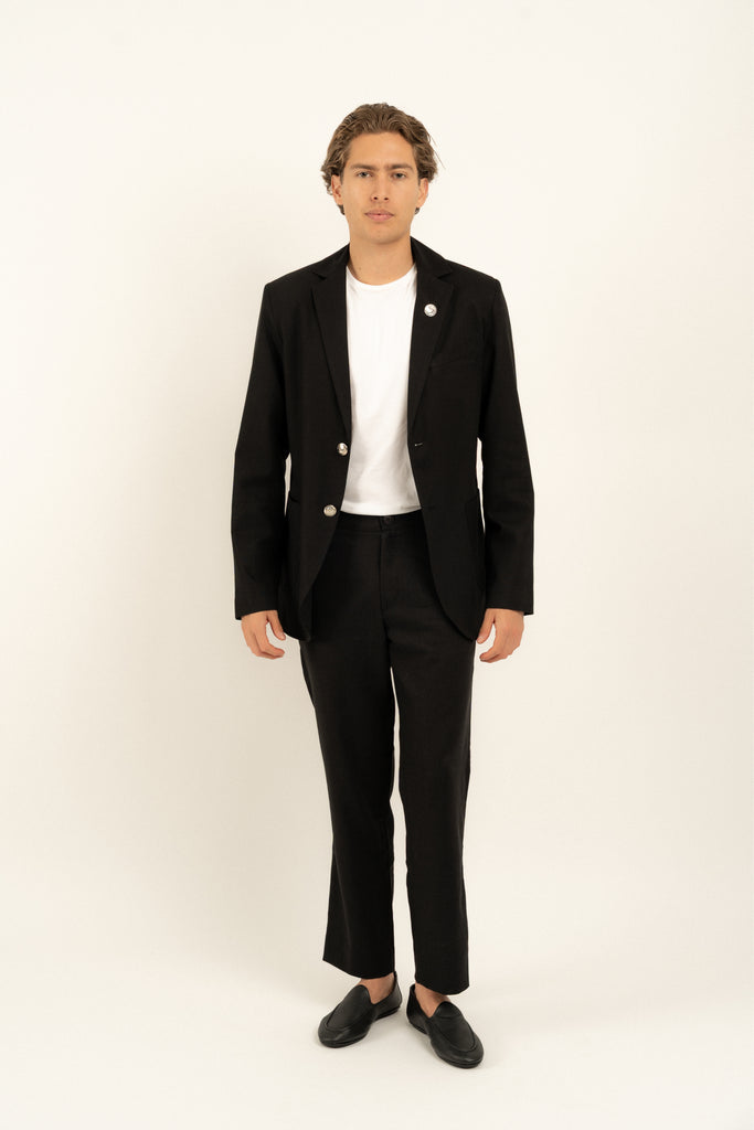 Romero McPaul - , Romero & McPaul, Newport Black Linen Blazer