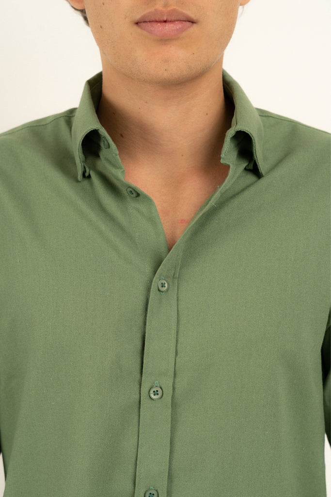 Romero McPaul - , Romero + McPaul, Cannes Green Linen Shirt'25