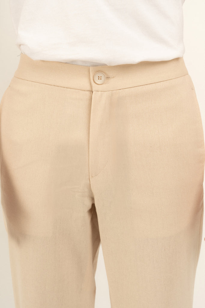 Romero McPaul - , Romero + McPaul, Milos Beige Linen Trousers