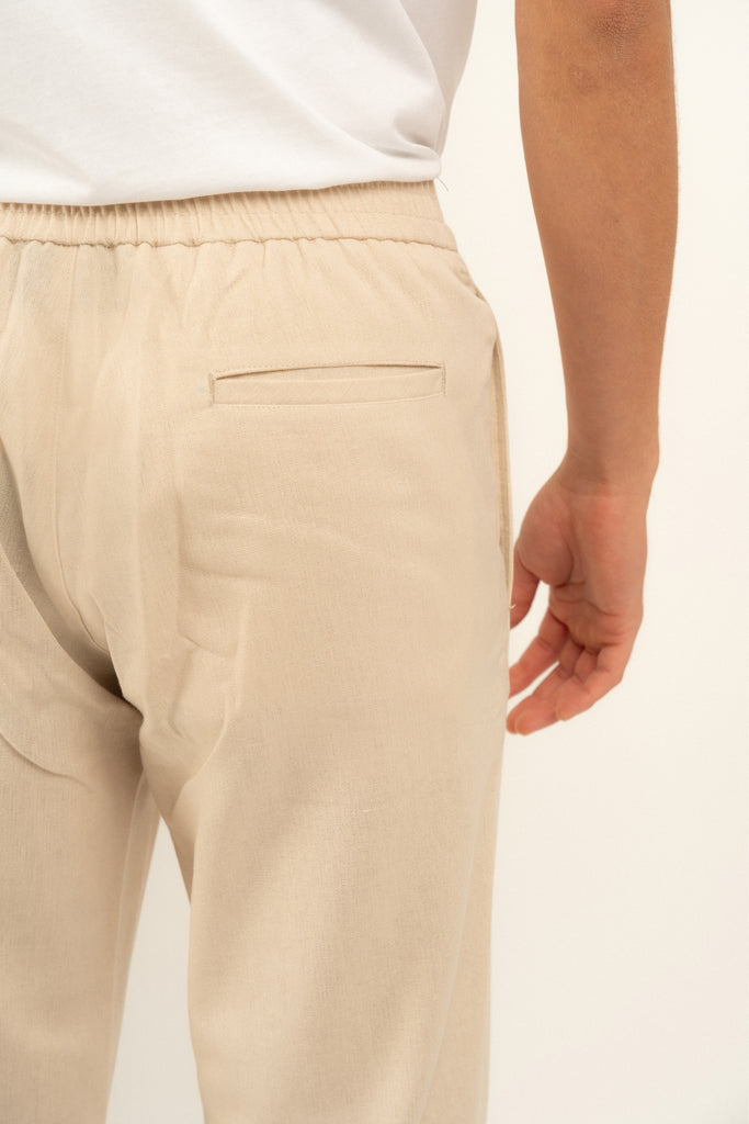Romero McPaul - , Romero + McPaul, Milos Beige Linen Trousers