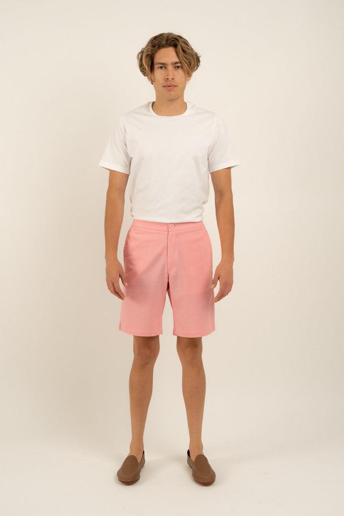 Romero McPaul - , Romero + McPaul, Bondi Pink Linen Shorts