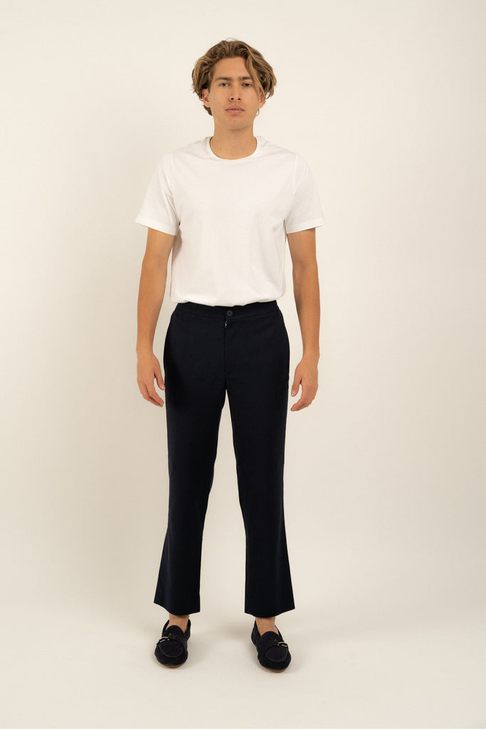 Romero McPaul - , Romero + McPaul, Milos Navy Linen Trousers