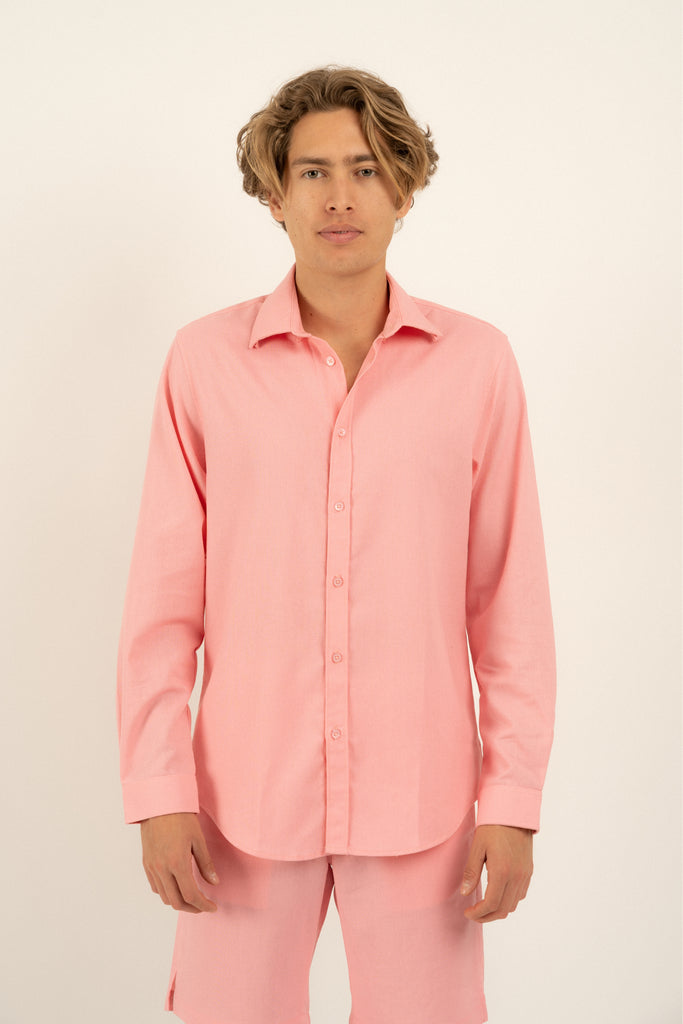 Romero McPaul - , Romero + McPaul, Cannes Pink Linen Shirt'25