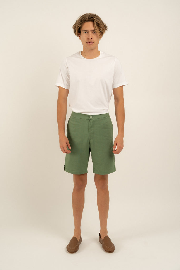 Romero McPaul - , Romero + McPaul, Bondi Green Linen Shorts