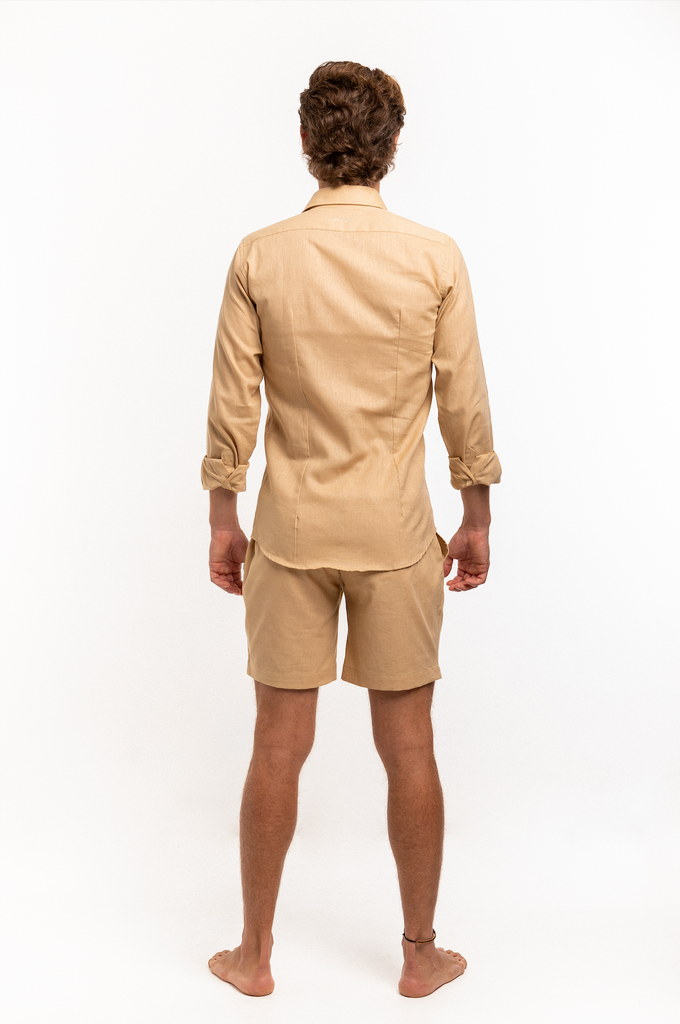Romero McPaul - , Romero + McPaul, Bondi Caramel Linen Shorts
